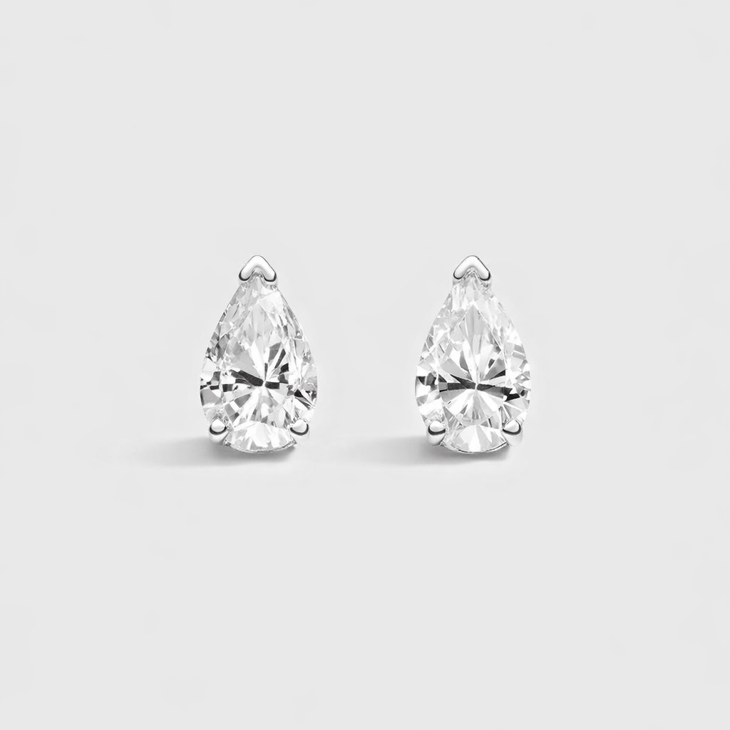 Pear Solitaire Stud Earrings