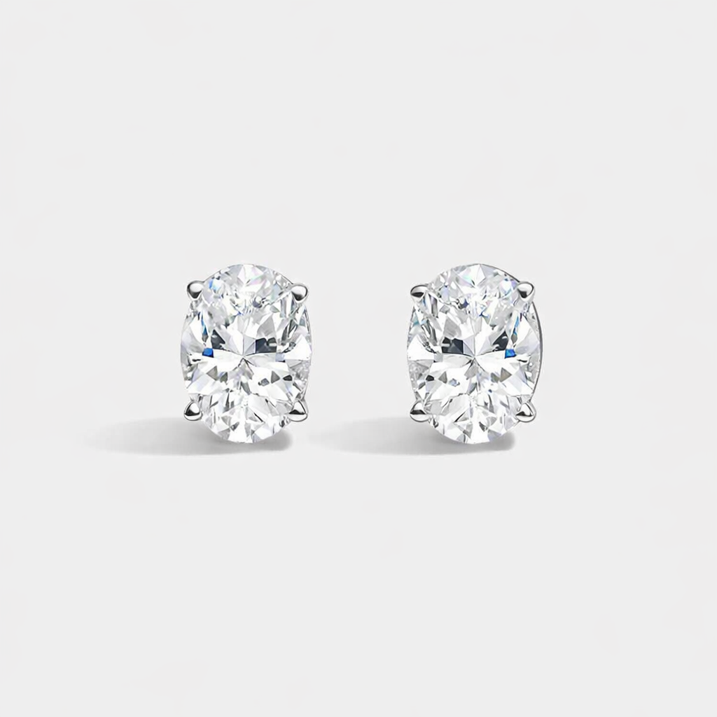 Oval Solitaire Stud Earrings