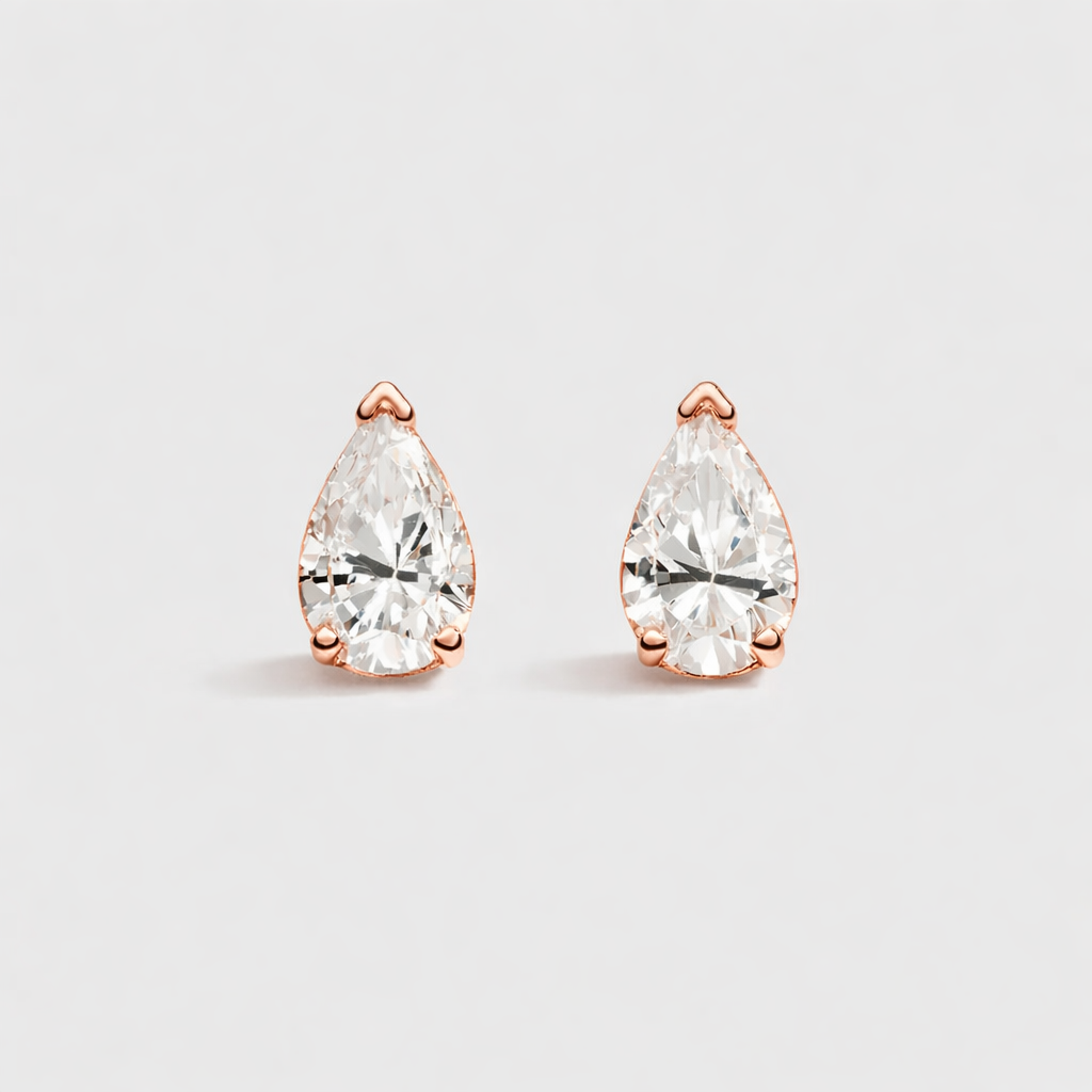 Pear Solitaire Stud Earrings