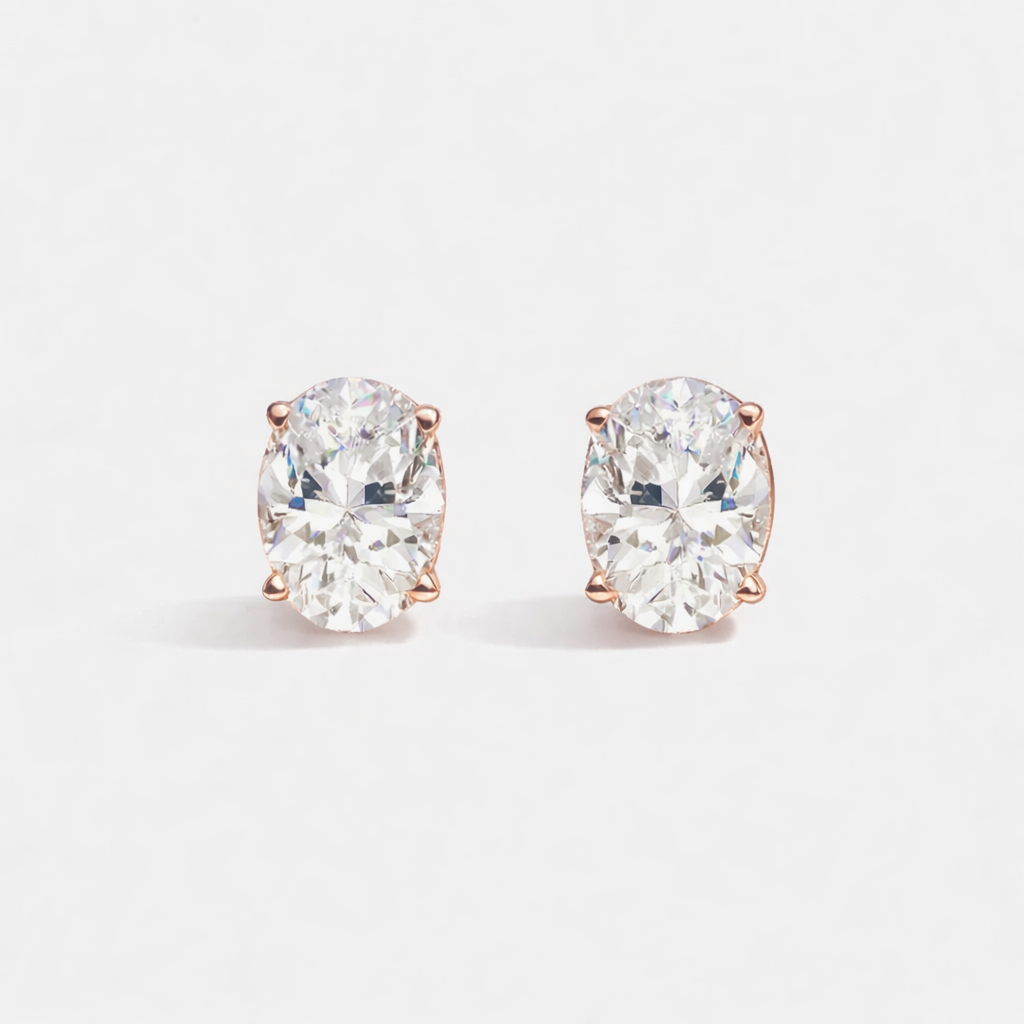 Oval Solitaire Stud Earrings