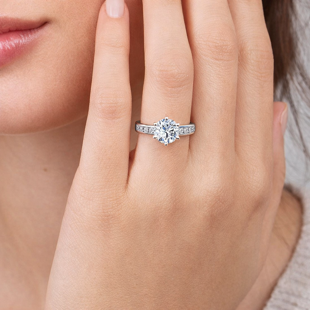Round Shoulder Pave Ring