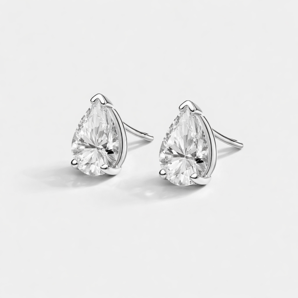 Pear Solitaire Stud Earrings
